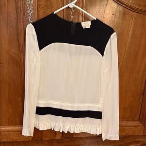 Kate Spade Black and White Ruffle Blouse